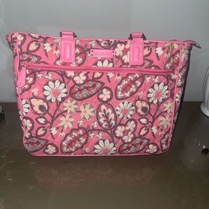 Pink shoulder bag Vera Bradley. Large purse 10 in leather pink straps,